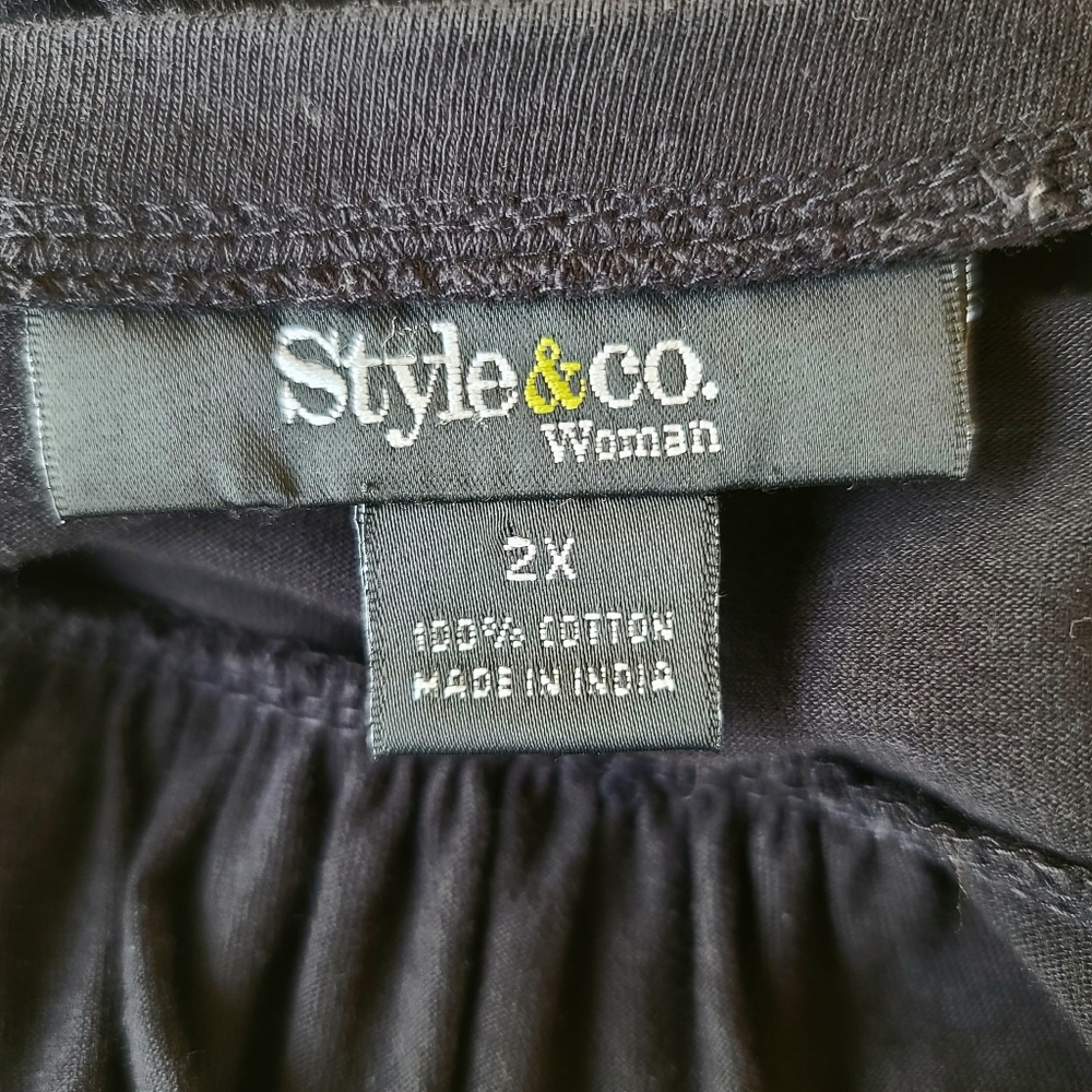 STYLE & CO Peasant Top 2x Tunic Knit Shirt Plus 2X Sleeves 3/4 Sleeve - Picture 11 of 15